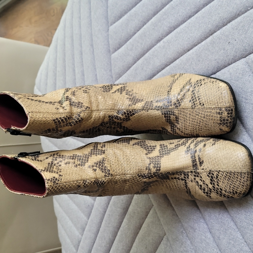 Snakeskin booties
